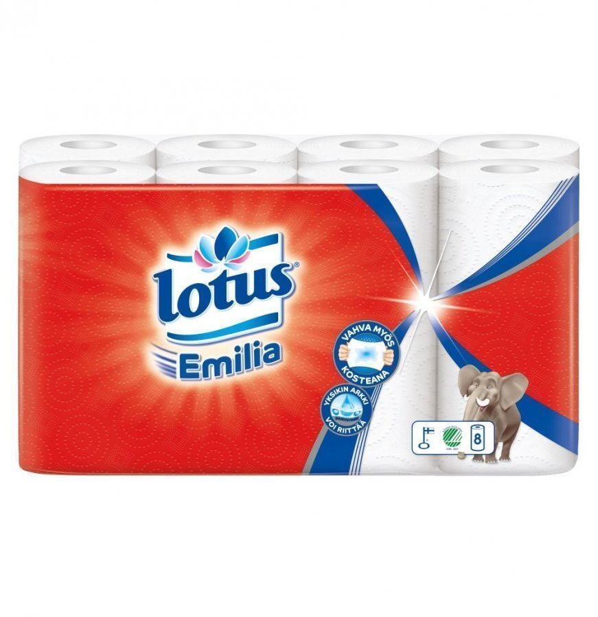 Lotus Emilia Talouspaperi Valkoinen 8 Rullaa