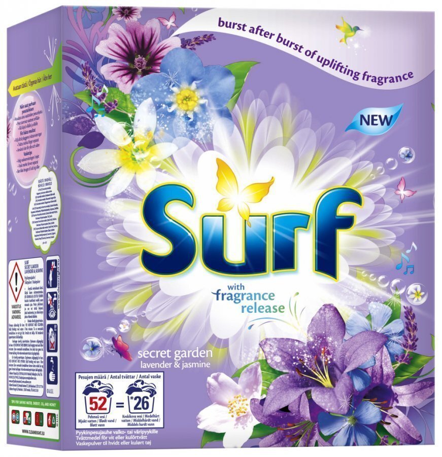 Surf Secret Garden Lavender & Jasmine Pyykinpesujauhetiiviste 1